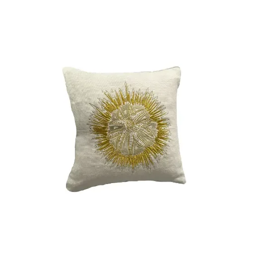 Galerie B - Gold Embroidered Sea Urchin Cushion - OUR-BRO-WHI product image