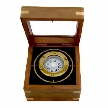 Nautical Gifts - Nautical Compass in Wooden Case - 077NA1 product image