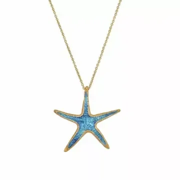 Nautical Gifts - Silver Starfish Necklace with Turquoise Enamel - M68_1X product image