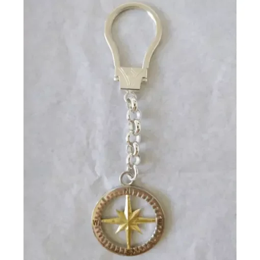 Nautical Gifts - Silver Key Ring Compass Design - KRS111 product image