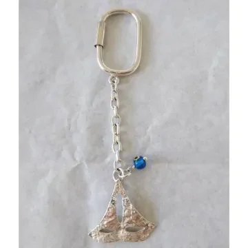 Nautical Gifts - Silver Key Ring Sailboat Design - KRS115 product image