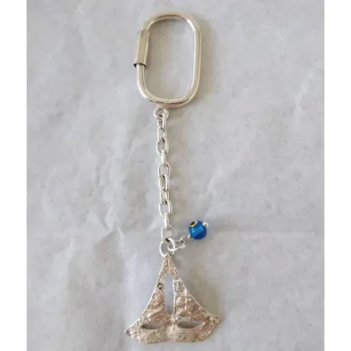 Nautical Gifts - Silver Key Ring Sailboat Design - KRS115 product image