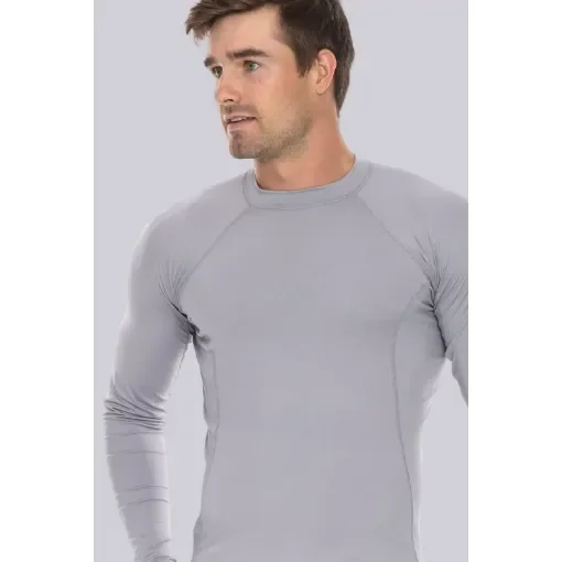 Liquid Men's Long Sleeve Rash Guard - Silver - M - Liquid Yacht Wear product image