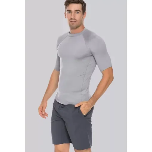 Liquid Men's Short Sleeve Rash Guard - Silver - XXXL - Liquid Yacht Wear product image