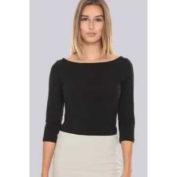 Liquid's 3/4 Sleeve Perfect Boatneck Tee - Black - XS - Liquid Yacht Wear product image