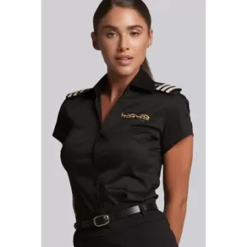 Liquid Ladies' Stretch Cotton Blouse - Black - L - Liquid Yacht Wear product image