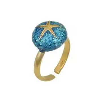 Silver ring sea urchin gold plated - Nauticalgifts product image