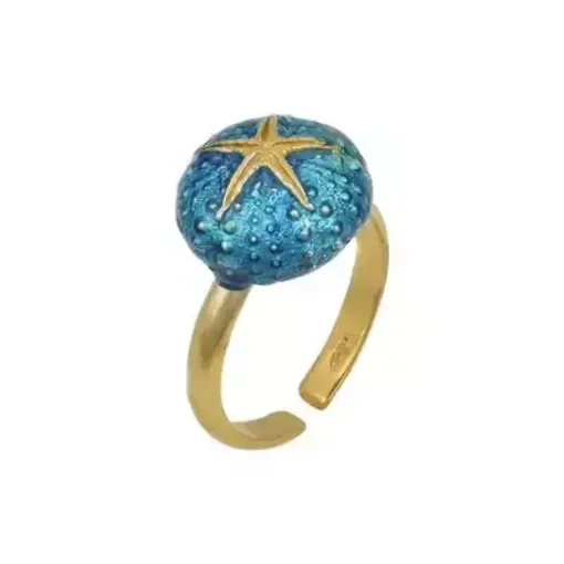 Silver ring sea urchin gold plated - Nauticalgifts product image