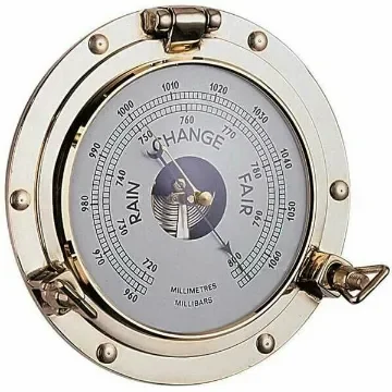 Polished brass porthole barometer product image