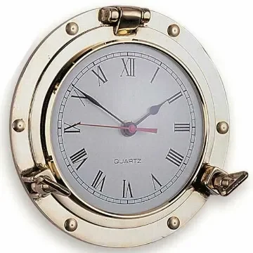 Porthole clock in polished brass product image