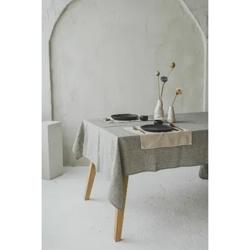 140x220 cm Linen Tablecloth, checks and stripes pattern colors product image