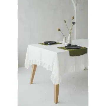 160x250 cm, Linen Tablecloth with ruffles product image