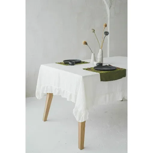 160x320 cm, Linen Tablecloth with ruffles product image