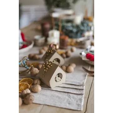 45x220cm, Linen Table Runner with Pleats, plain color product image