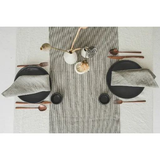 45x180cm, Linen Table Runner without Pleats, checks and stripes patter colors product image