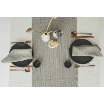 45x250cm, Linen Table Runner without Pleats, checks and stripes patter colors product image