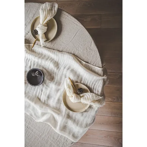 65x180cm, Gauze Linen Table Runner in Semi White Color product image