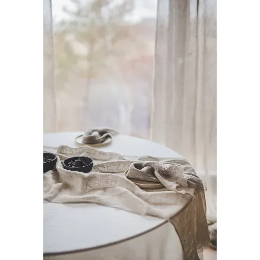 65x220cm, Gauze Linen Table Runner in Beige Natural Flax product image