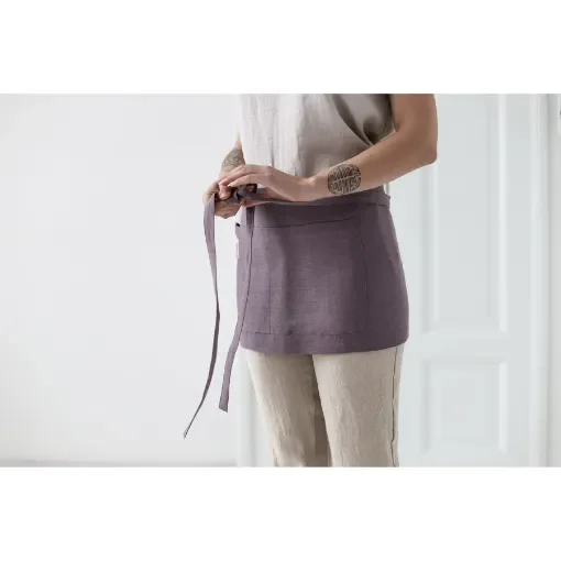 One size, Linen Mini Cafe Apron, plain color product image