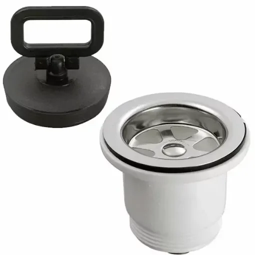 Straight large drain for sinks with 50 mm hole product image