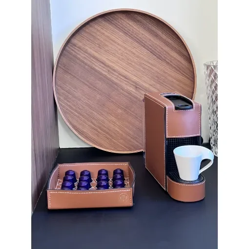 Collection Jean Leather Cover For Nespresso Coffee Machine - Col Light Brown -  33cm x  8,50cm x  20,50cm - Weight : 280 Gr - Gordon & Gaia product image