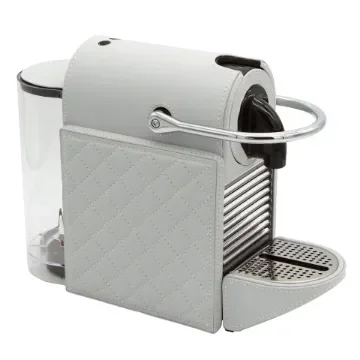 Collection George Coffee Machine Nespresso Covered In Smooth Leather With Diamond Stitching - Col Leather Pearl Grey - Gordon & Gaia product image