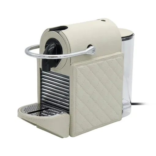 Collection George Coffee Machine Nespresso Covered In Grained Leather With Diamond Stitching - Col Leather Gregale - Gordon & Gaia product image