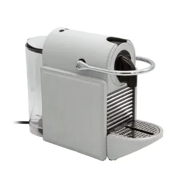 Collection George Coffee Machine Nespresso Covered In Smooth Leather With Striped Stitching - Col Leather Pearl Grey - Gordon & Gaia product image