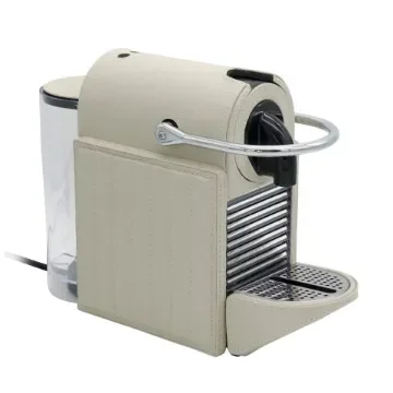 Collection George Coffee Machine Nespresso Covered In Grained Leather With Striped Stitching - Col Leather Greagale - Gordon & Gaia product image