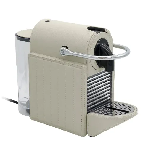 Collection George Coffee Machine Nespresso Covered In Grained Leather With Striped Stitching - Col Leather Greagale - Gordon & Gaia product image