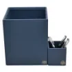 Collection Armand Ocean Blue Leather Wastepaper Basket - Size Medium -  20,00cm x  20,00cm x  23,50cm - Weight : 950 Gr - Gordon & Gaia product image