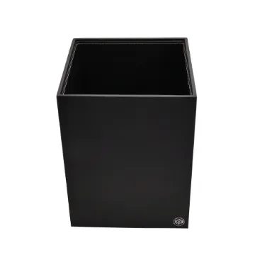 Collection Armand Black Ebony Leather Wastepaper Basket - Size Large -  23,00cm x  23,00cm x  30,50cm - Weight : 1370 Gr - Gordon & Gaia product image