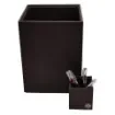 Collection Armand Black Ebony Leather Wastepaper Basket - Size Large -  23,00cm x  23,00cm x  30,50cm - Weight : 1370 Gr - Gordon & Gaia product image