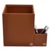 Collection Armand Light Brown Leather Wastepaper Basket - Size Medium -  20,00cm x  20,00cm x  23,50cm - Weight : 950 Gr - Gordon & Gaia product image