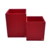 Collection Armand Red Leather Wastepaper Basket - Size Large -  23,00cm x  23,00cm x  30,50cm - Weight : 1370 Gr - Gordon & Gaia product image
