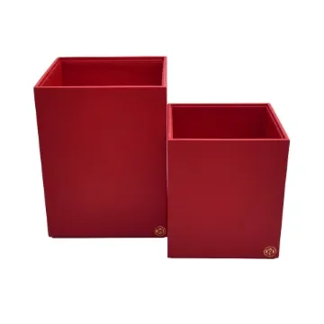 Collection Armand Red Leather Wastepaper Basket - Size Large -  23,00cm x  23,00cm x  30,50cm - Weight : 1370 Gr - Gordon & Gaia product image