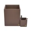 Collection Armand Taupe Gray Leather Wastepaper Basket - Size Medium -  20,00cm x  20,00cm x  23,50cm - Weight : 950 Gr - Gordon & Gaia product image