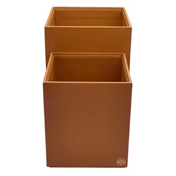 Collection Armand Cinnamon Leather Wastepaper Basket - Size Large -  23,00cm x  23,00cm x  30,50cm - Weight : 1370 Gr - Gordon & Gaia product image