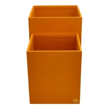 Collection Armand Orange Leather Wastepaper Basket - Size Large -  23,00cm x  23,00cm x  30,50cm - Weight : 1370 Gr - Gordon & Gaia product image