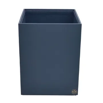 Collection Armand Ocean Blue Leather Wastepaper Basket - Size Large -  23,00cm x  23,00cm x  30,50cm - Weight : 1370 Gr - Gordon & Gaia product image