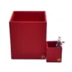Collection Armand Red Leather Wastepaper Basket - Size Medium -  20,00cm x  20,00cm x  23,50cm - Weight : 950 Gr - Gordon & Gaia product image