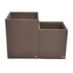 Collection Armand Taupe Gray Leather Wastepaper Basket - Size Large -  23,00cm x  23,00cm x  30,50cm - Weight : 1370 Gr - Gordon & Gaia product image