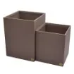 Collection Armand Taupe Gray Leather Wastepaper Basket - Size Large -  23,00cm x  23,00cm x  30,50cm - Weight : 1370 Gr - Gordon & Gaia product image