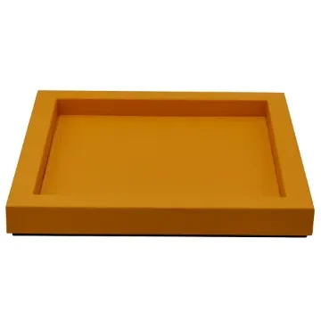 Collection Marius Square Leather Tray Color Orange - Small Size -  30cm x  30cm x  3,5cm - Frame 2.5cm - Weight : 1110 Gr - Gordon & Gaia product image