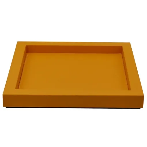 Collection Marius Square Leather Tray Color Orange - Small Size -  30cm x  30cm x  3,5cm - Frame 2.5cm - Weight : 1110 Gr - Gordon & Gaia product image