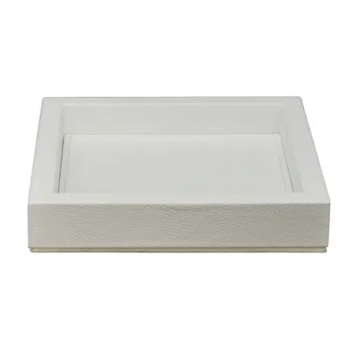 Collection Colette Square  Rigid Pin Tray Covered In White Grained Leather - Small Size - 18cm x  18cm x  3,5cm - Frame 1.5cm - Weight : 450 Gr - Gordon & Gaia product image