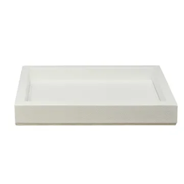 Collection Colette Rectangular  Rigid Pin Tray Covered In White Grained Leather - Medium Size -   25cm x  20cm x  3,5cm - Frame 1.5cm - Weight : 880 Gr - Gordon & Gaia product image