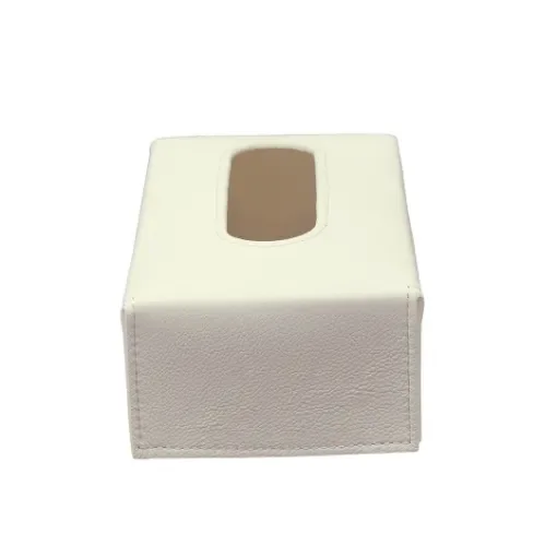 Collection Paul - Meringue Leather Cover For Rectrangular Tissue Box -  23,5cm x  12,5cm x  7,5cm - Weight : 290 Gr - Gordon & Gaia product image