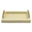 Collection Madeline Rectangular Tray With Golden Brass Handles - Covered In Meringue Grained Leather - Small Size - 30cm x  20cm x  3,5cm - Frame 2.5cm - Weight : 950 Gr - Gordon & Gaia product image