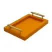 Collection Madeline Rectangular Tray With Golden Brass Handles - Covered In Orange Grained Leather - Small Size - 30cm x  20cm x  3,5cm - Frame 2.5cm - Weight : 950 Gr - Gordon & Gaia product image
